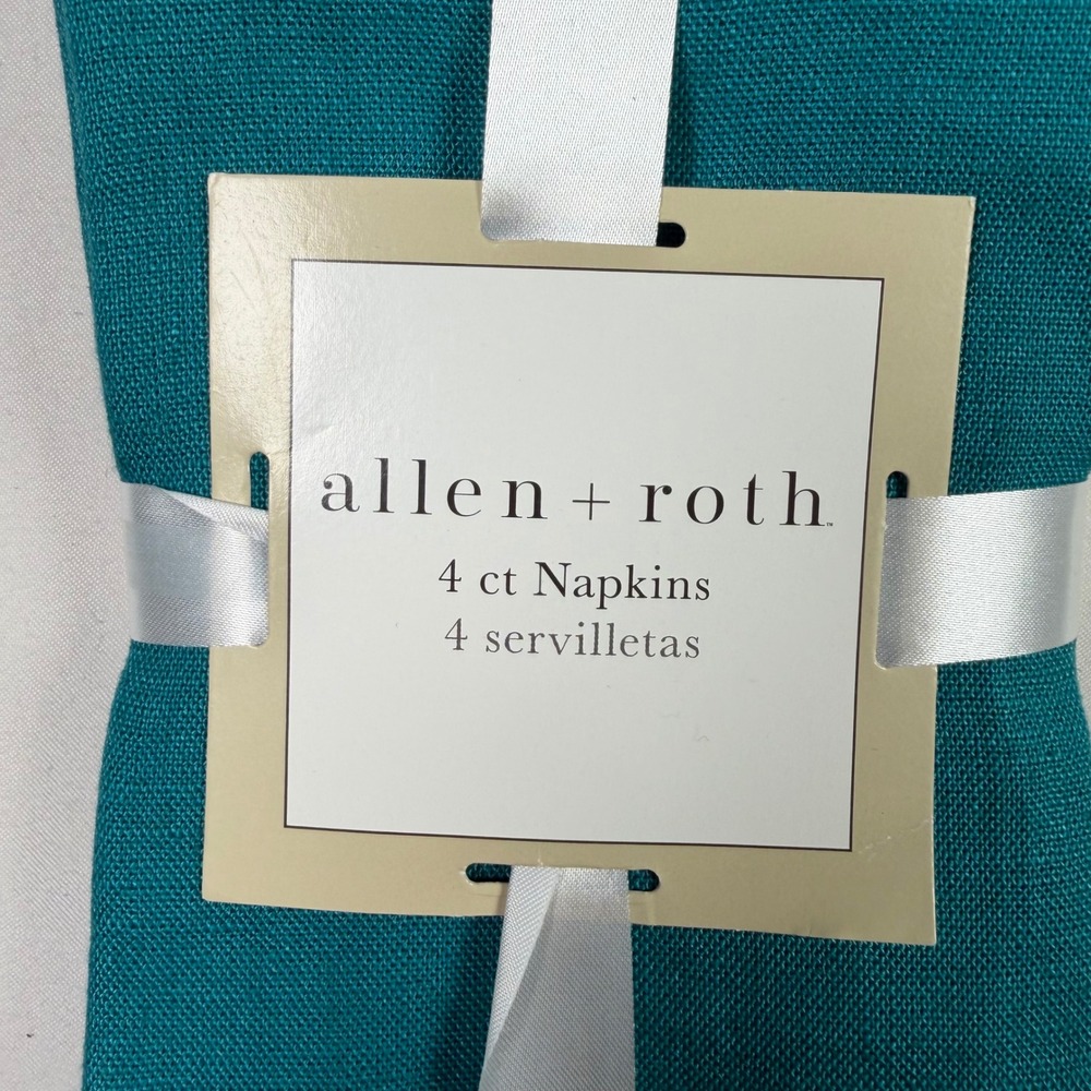 Allen + Roth Napkins 4ct Teal Blue Textured Table Linens Home Decor 18x18in